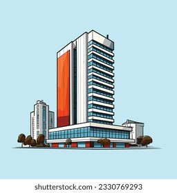 Modern urban landscape vector illustration. A dynamic city skyline, featuring a harmonious blend of iconic buildings