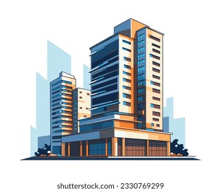 Modern urban landscape vector illustration. A dynamic city skyline, featuring a harmonious blend of iconic buildings