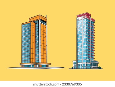 Modern urban landscape vector illustration. A dynamic city skyline, featuring a harmonious blend of iconic buildings