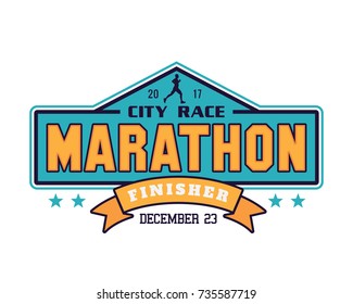 Modern Urban Marathon Badge Emblem Illustration