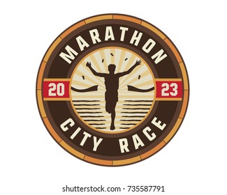 Modern Urban Marathon Badge Emblem Illustration