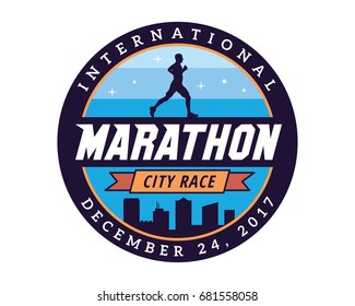 Modern Urban Marathon Badge Logo