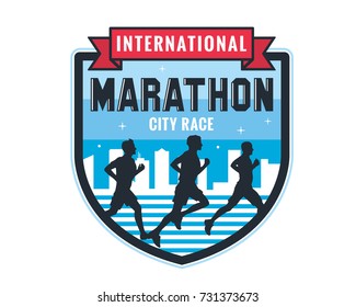 Modern Urban Marathon Badge Logo Emblem Illustration