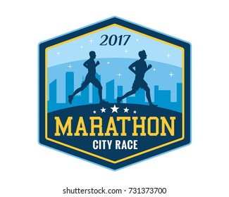 Modern Urban Marathon Badge Logo Emblem Illustration