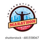 Modern Urban Marathon Circle Badge Logo