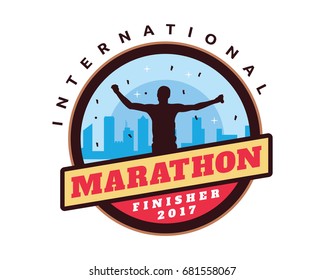 Modern Urban Marathon Circle Badge Logo