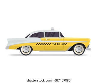 Modern Urban Yellow Taxi Vehicle Illustration