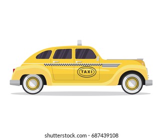 Modern Urban Yellow Taxi Vehicle Illustration