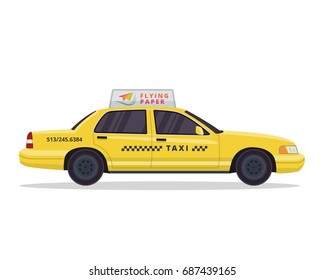 Modern Urban Yellow Taxi Vehicle Illustration