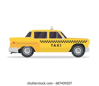 Modern Urban Yellow Taxi Vehicle Illustration