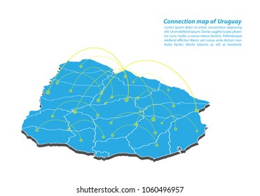 Modern of uruguay Map connections network design, Best Internet Concept of uruguay map business from concepts series, map point and line composition. Infographic map. Vector Illustration.