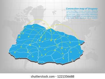 Modern of uruguay Map connections network design, Best Internet Concept of uruguay map business from concepts series, map point and line composition. Infographic map. Vector Illustration.
