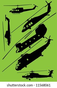 The modern US Army helicopters silhouettes