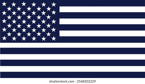 Modern USA Flag Silhouette in Deep Blue