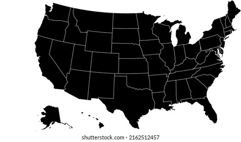 Modern USA map isolated vector illustration 