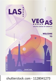 Modern USA United States of America Las Vegas skyline gradient poster. Travel city vector illustration