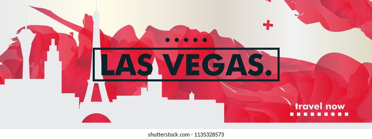 Modern USA United States of America Las Vegas skyline abstract gradient website banner art. Travel guide cover city vector illustration