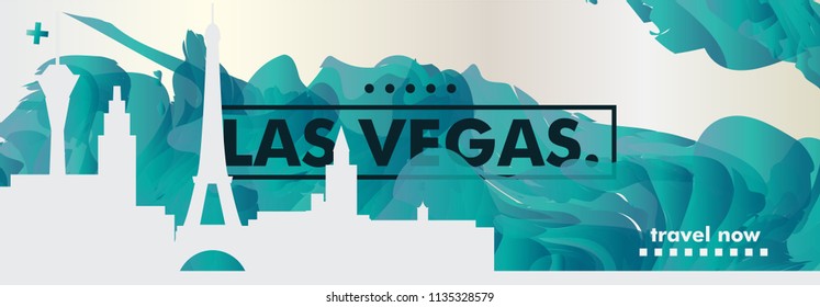 Modern USA United States of America Las Vegas skyline abstract gradient website banner art. Travel guide cover city vector illustration