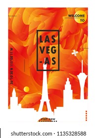 Modern USA United States Of America Las Vegas Skyline Abstract Gradient Poster Art. Travel Guide Cover City Vector Illustration