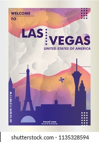 Modern USA United States Of America Las Vegas Skyline Abstract Gradient Poster Art. Travel Guide Cover City Vector Illustration