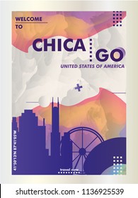 Modern USA United States of America Chicago skyline abstract gradient poster art. Travel guide cover city vector illustration