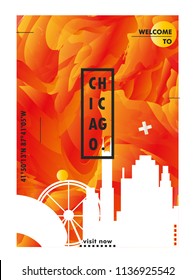 Modern USA United States of America Chicago skyline abstract gradient poster art. Travel guide cover city vector illustration