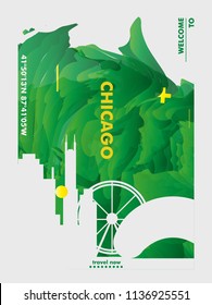 Modern USA United States of America Chicago skyline abstract gradient poster art. Travel guide cover city vector illustration