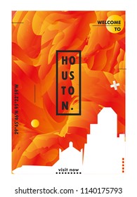 Modern USA United States of America Houston skyline abstract gradient poster art. Travel guide cover city vector illustration