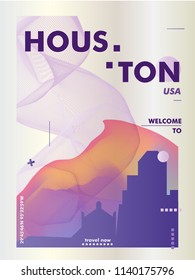 Modern USA United States of America Houston skyline abstract gradient poster art. Travel guide cover city vector illustration