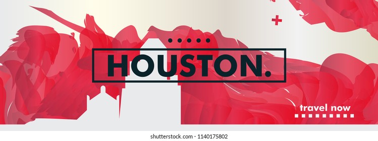 Modern USA United States of America Houston skyline abstract gradient website banner art. Travel guide cover city vector illustration