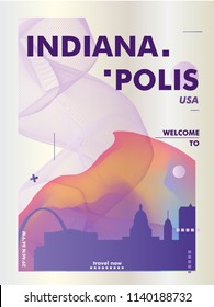 Modern USA United States of America Indianapolis skyline abstract gradient poster art. Travel guide cover city vector illustration