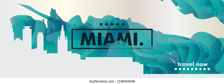 Modern USA United States of America Miami skyline abstract gradient poster art. Travel guide cover city vector illustration