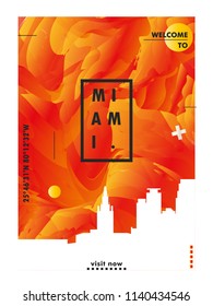 Modern USA United States of America Miami skyline abstract gradient poster art. Travel guide cover city vector illustration