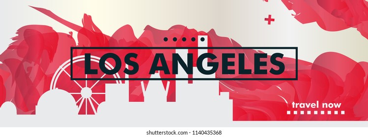 Modern USA United States of America Los Angeles skyline abstract gradient poster art. Travel guide cover city vector illustration