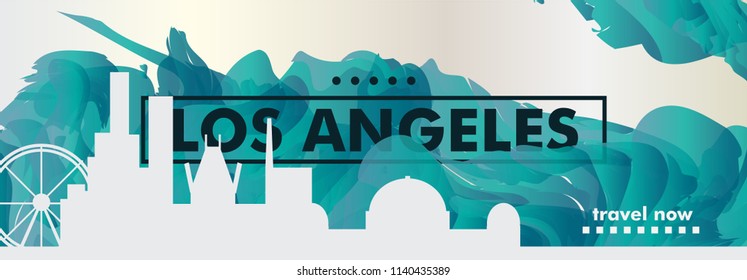 Modern USA United States of America Los Angeles skyline abstract gradient poster art. Travel guide cover city vector illustration