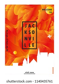 Modern USA United States of America Jacksonville skyline abstract gradient poster art. Travel guide cover city vector illustration