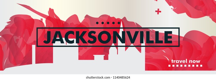 Modern USA United States of America Jacksonville skyline abstract gradient poster art. Travel guide cover city vector illustration