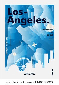 Modern USA United States of America Los Angeles skyline abstract gradient poster art. Travel guide cover city vector illustration