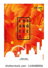 Modern USA United States of America Los Angeles skyline abstract gradient poster art. Travel guide cover city vector illustration
