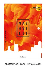 Modern USA United States of America Nashville skyline abstract gradient poster art. Travel guide cover city vector illustration