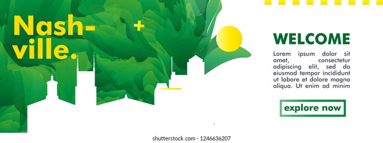 Modern USA United States of America Nashville skyline abstract gradient poster website banner. Travel guide cover city vector illustration