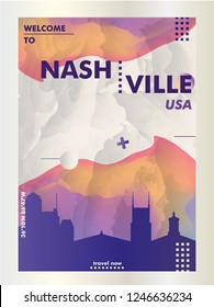 Modern USA United States of America Nashville skyline abstract gradient poster art. Travel guide cover city vector illustration