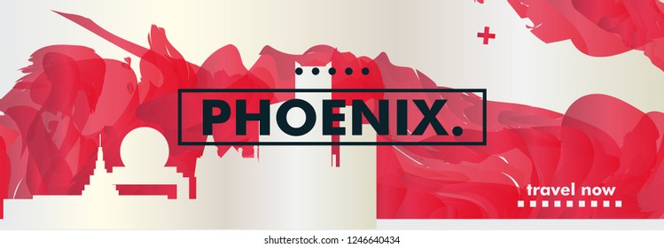 Modern USA United States of America Phoenix skyline abstract gradient website banner Travel guide cover city vector illustration