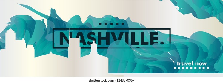 Modern USA United States of America Nashville skyline abstract gradient poster website banner. Travel guide cover city vector illustration