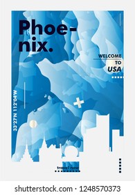 Modern USA United States of America Phoenix skyline abstract gradient poster art. Travel guide cover city vector illustration