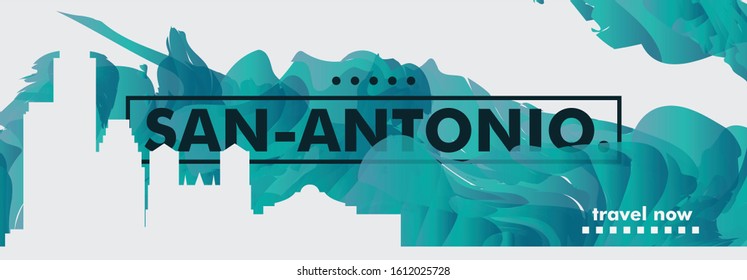 Modern USA United States of America San Antonio skyline abstract gradient website banner art. Travel guide cover city vector illustration