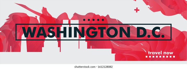 Modern USA United States of America Washington skyline abstract gradient website banner art. Travel guide cover city vector illustration