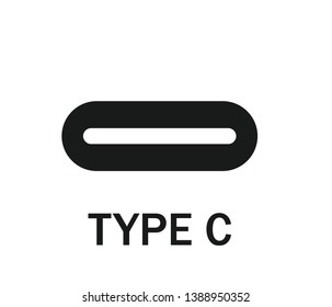 Modern USB Type-C connector icon on white background 