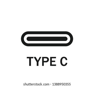 Modern USB Type-C connector icon on white background 