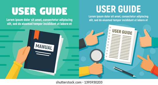 Modern user guide banner set. Flat illustration of modern user guide vector banner set for web design